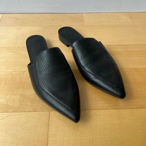 EVERLANE The Boss Mule Black Pointed Toe Pebbled Grained Italian Leather